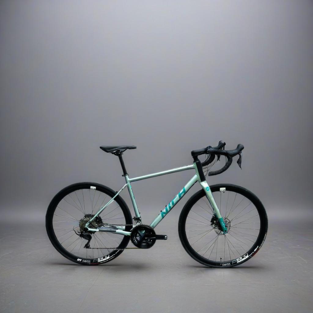 Studio photo of a Nich Alu Kem aluminum road and gravel bike, ideal for mixed-terrain cycling holidays.