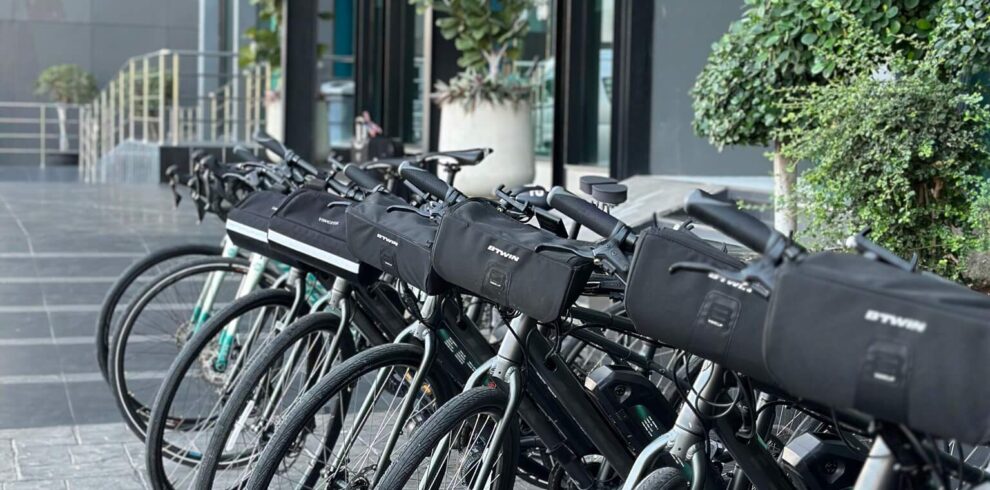 Premium road and hybrid rental bikes lined up and ready for a guided cycling holiday with Thailand Cycle Tours.