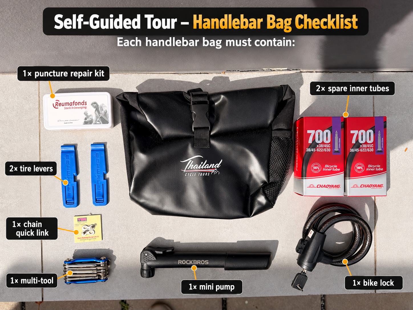 Self guide starter pack recommend by thailand cycle tours e bike road bike touring bike gravel bike