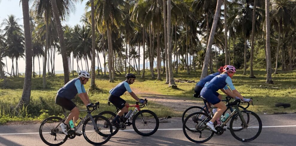 Best road bike tours with Thailand Cycle Tours along Thailand’s stunning coastline, featuring cyclists riding on scenic coastal roads with breathtaking ocean views, tropical beaches, and unforgettable road cycling adventures in paradise.