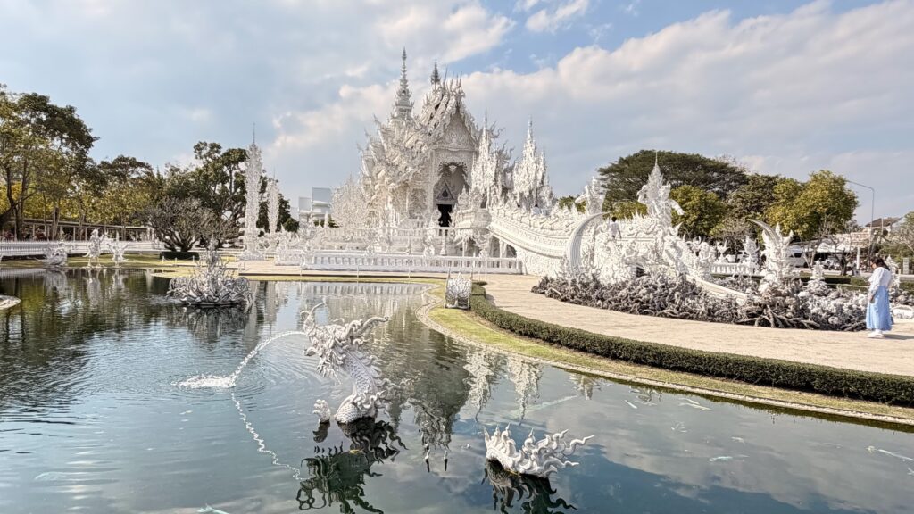 White Temple Wat Rong Khun in Chiang Rai during a Thailand cycling tour